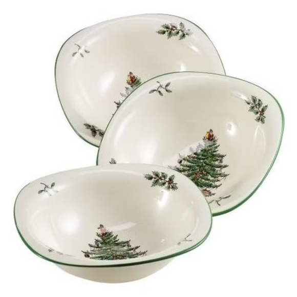 Vintage Spode Ceramic Christmas Tree Nut Dip Dishes set of 3
